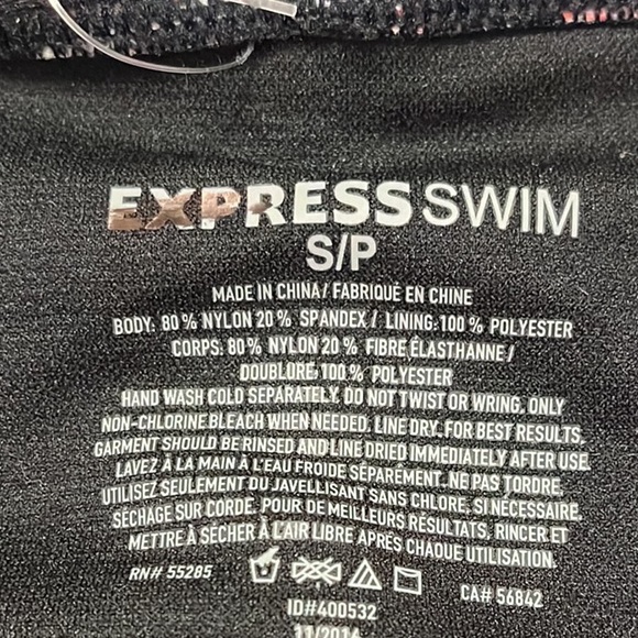 Express Bikini Swimsuit Black Print Triangle S Small New - Picture 5 of 6